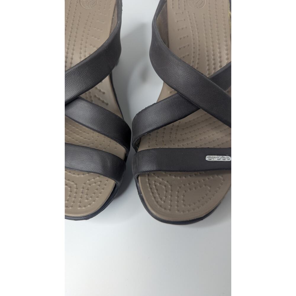 Crocs Cyprus Iv mushroom brown high heels slip on sandals comfort size 7 - Picture 5 of 12